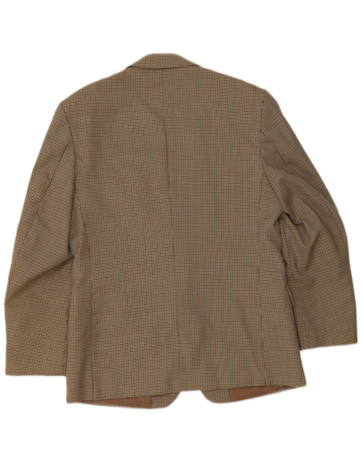 Bersani Veste Blazer 2 Boutons Homme UK 40 Large Marron Pied-de-Poule Polyester