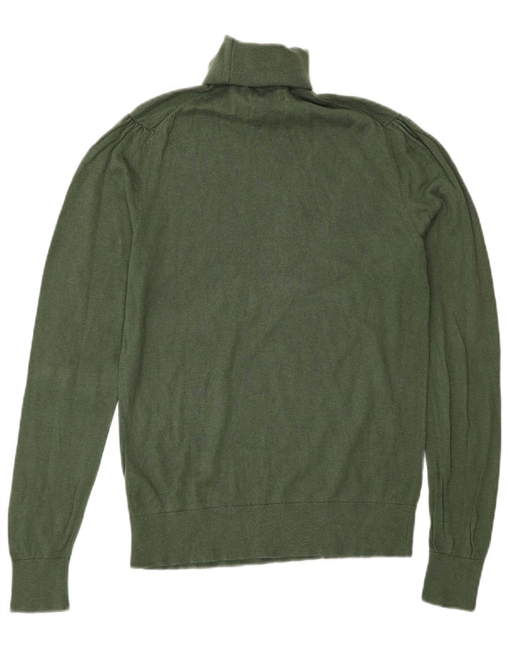 Massimo Dutti Rollkragenpullover für Damen, UK 12, mittelgrüne Seide