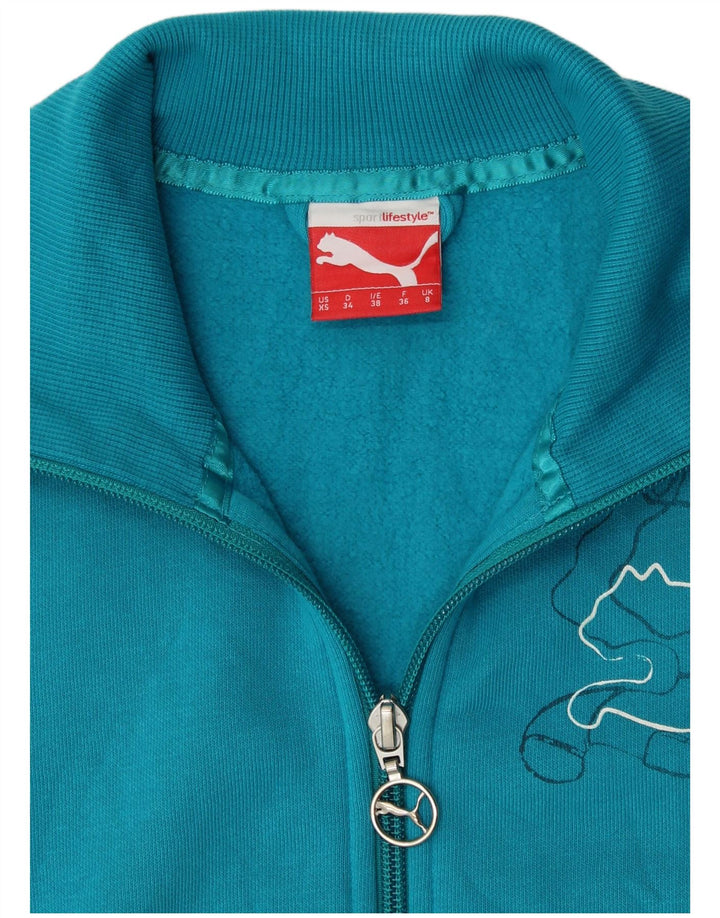 PUMA Womens Graphic Tracksuit Top Jacket UK 8 Small  Blue