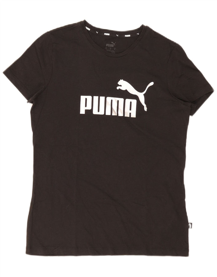 Puma Womens Graphic T-Shirt Top UK 12 Medium Black Cotton