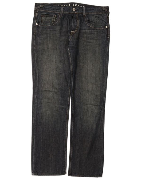 Jeans dritti da uomo Guess W36 L33 in cotone blu