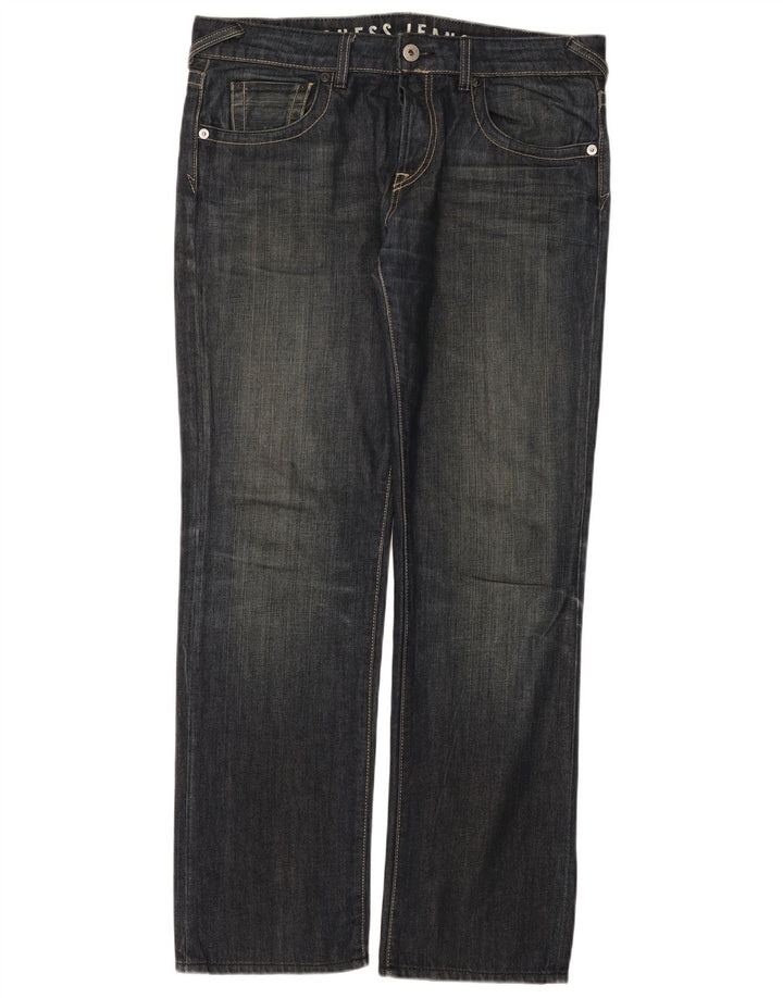 Jeans dritti da uomo Guess W36 L33 in cotone blu