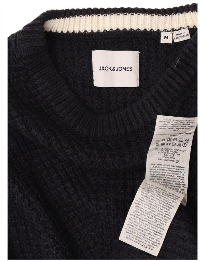 Jack & Jones Mens Crew Neck Jumper Sweater Medium Navy Blue Acrylic