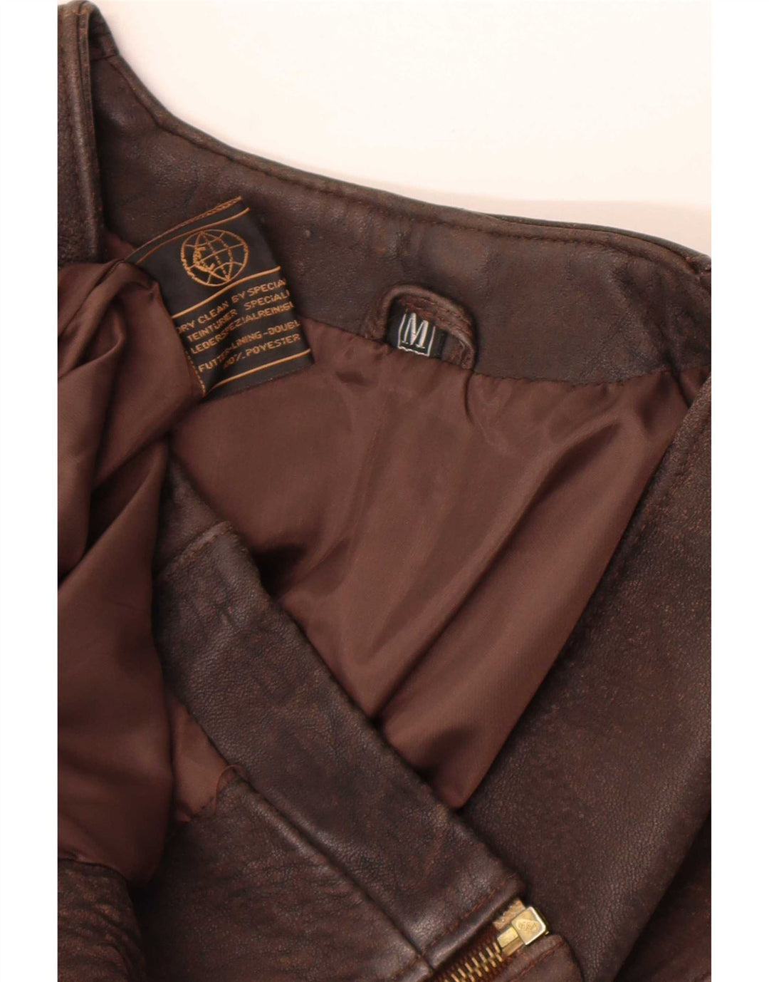 Chaleco de cuero vintage para hombre Reino Unido 38 Marrón medio