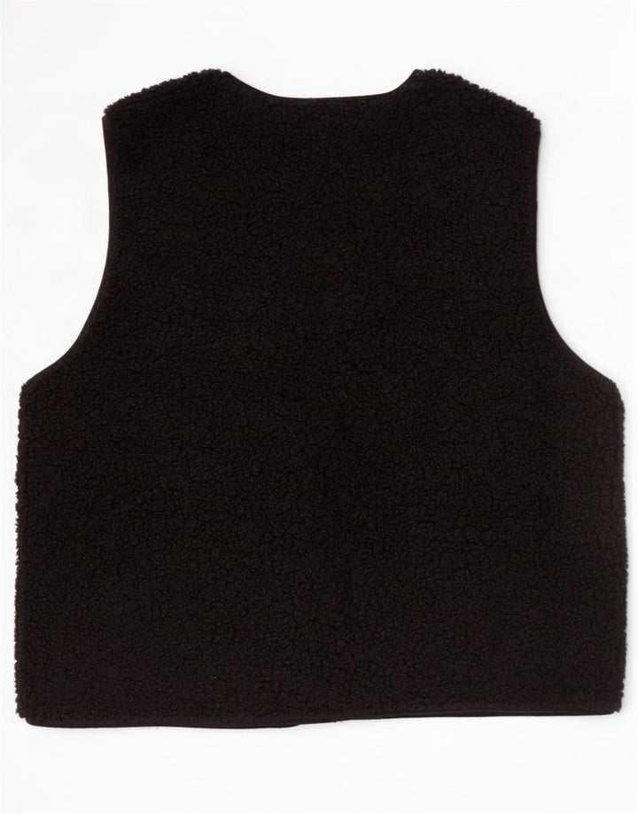 Zara Womens Oversized Fleece Gilet UK 10 Pequeno Poliéster Preto
