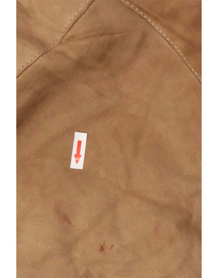 Chaqueta de piel de oveja vintage para mujer UK 44 Medium Beige