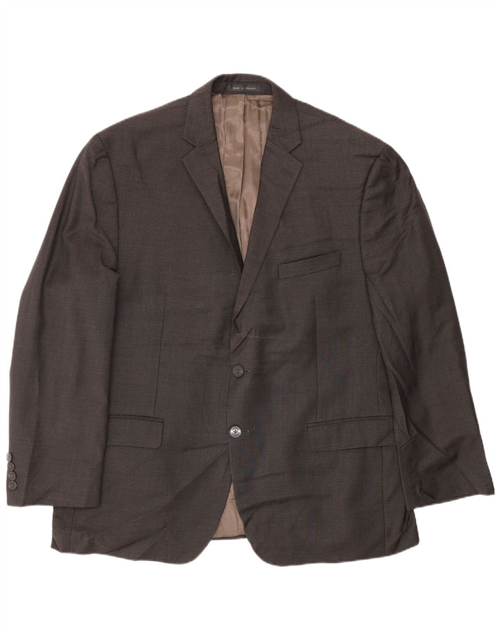 Giacca blazer a 2 bottoni da uomo Calvin Klein UK 44 2XL Lana pied de poule marrone