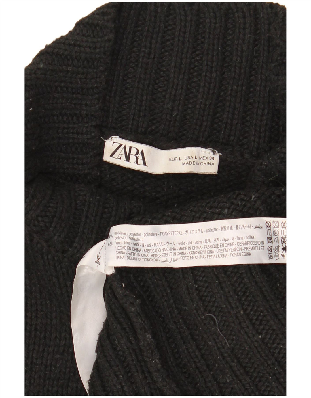 Zara Womens Oversized Turtle Neck Jumper Sweater UK 16 Large Black