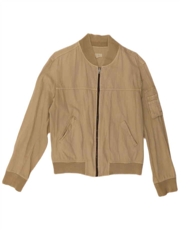 Vintage dame bomberjakke UK 16 Stor beige bomuld