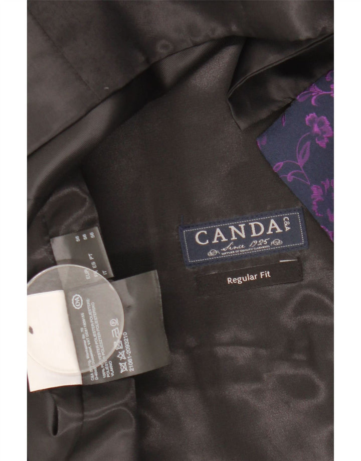 C&A Mens Canda Regular Fit Waistcoat IT 56 XL Navy Blue Floral Polyester