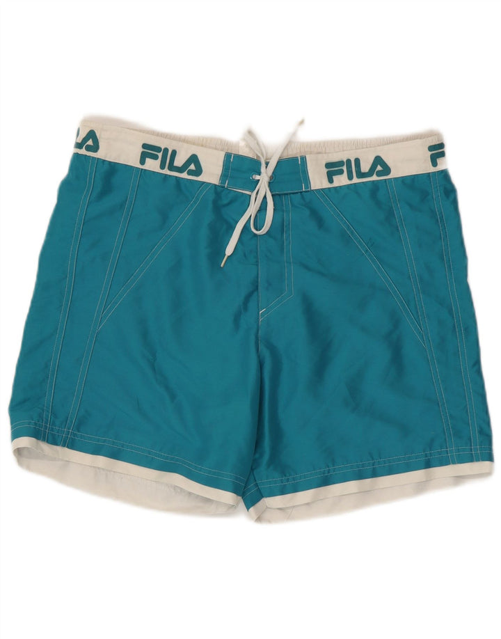 Fila Mens Graphic Swimming Shorts Medium Blue Colourblock Polyester