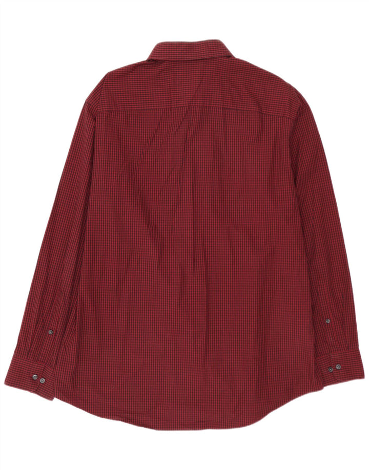 CALVIN KLEIN Mens Regular Fit Shirt Size 16 1/2 Large Red Gingham Cotton