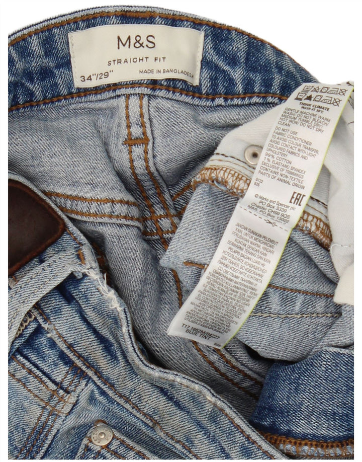 Marks & Spencer Mens Denim Shorts W34 Large Blue Cotton