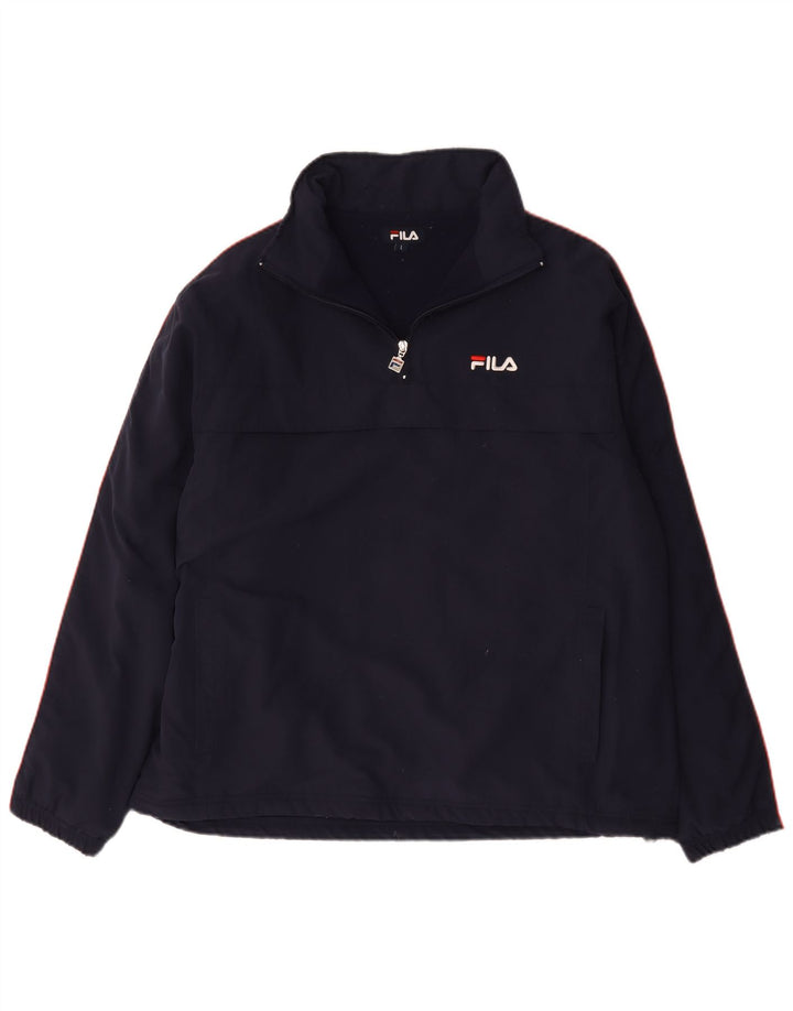 Fila Mens Zip Neck Sweatshirt Jumper Large Navy Blue Polyester