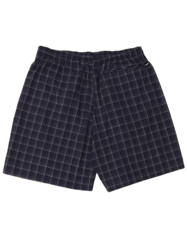 Pantaloncini da bagno da uomo Adidas grandi in poliestere a quadri blu navy