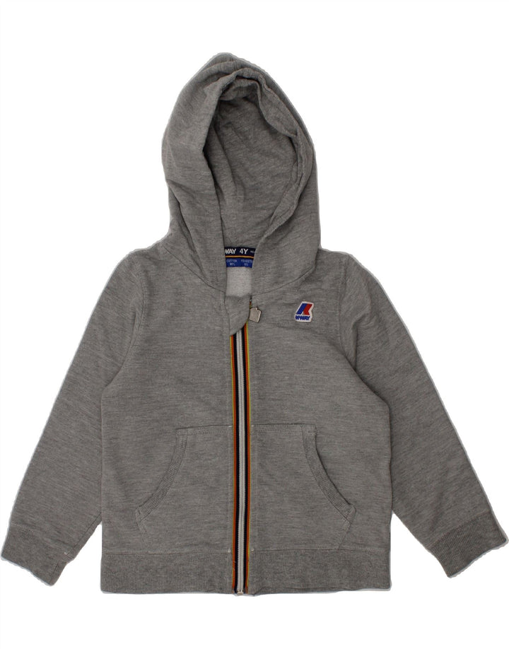 K-WAY Girls Zip Hoodie Sweater 3-4 Years Grey Cotton Vintage K-Way and Second-Hand K-Way from Messina Hembry 