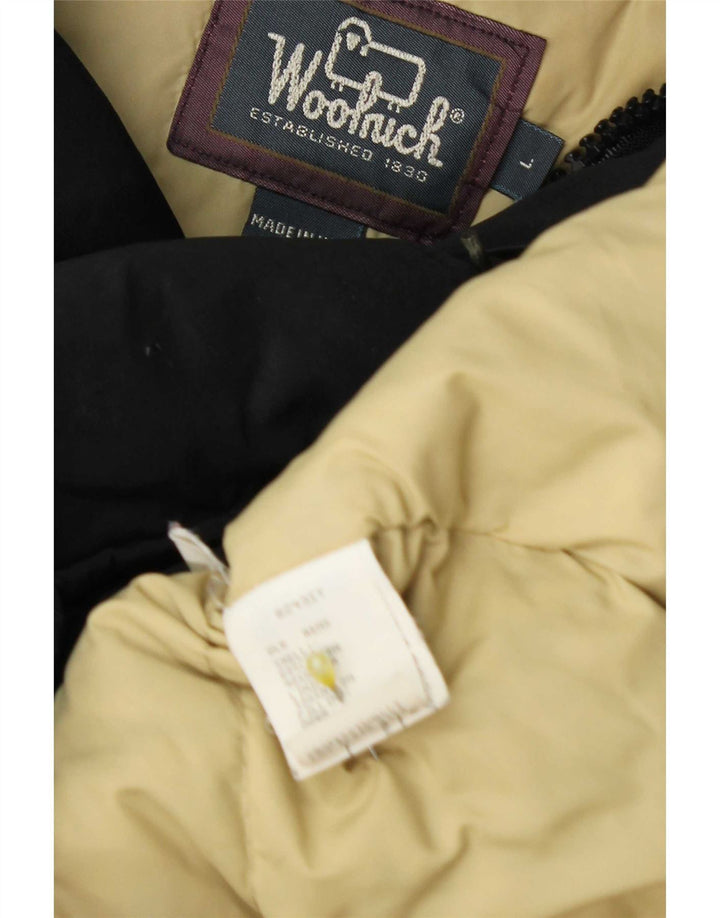 Woolrich Mens Hooded Parka Jacket UK 40 Large Black Cotton
