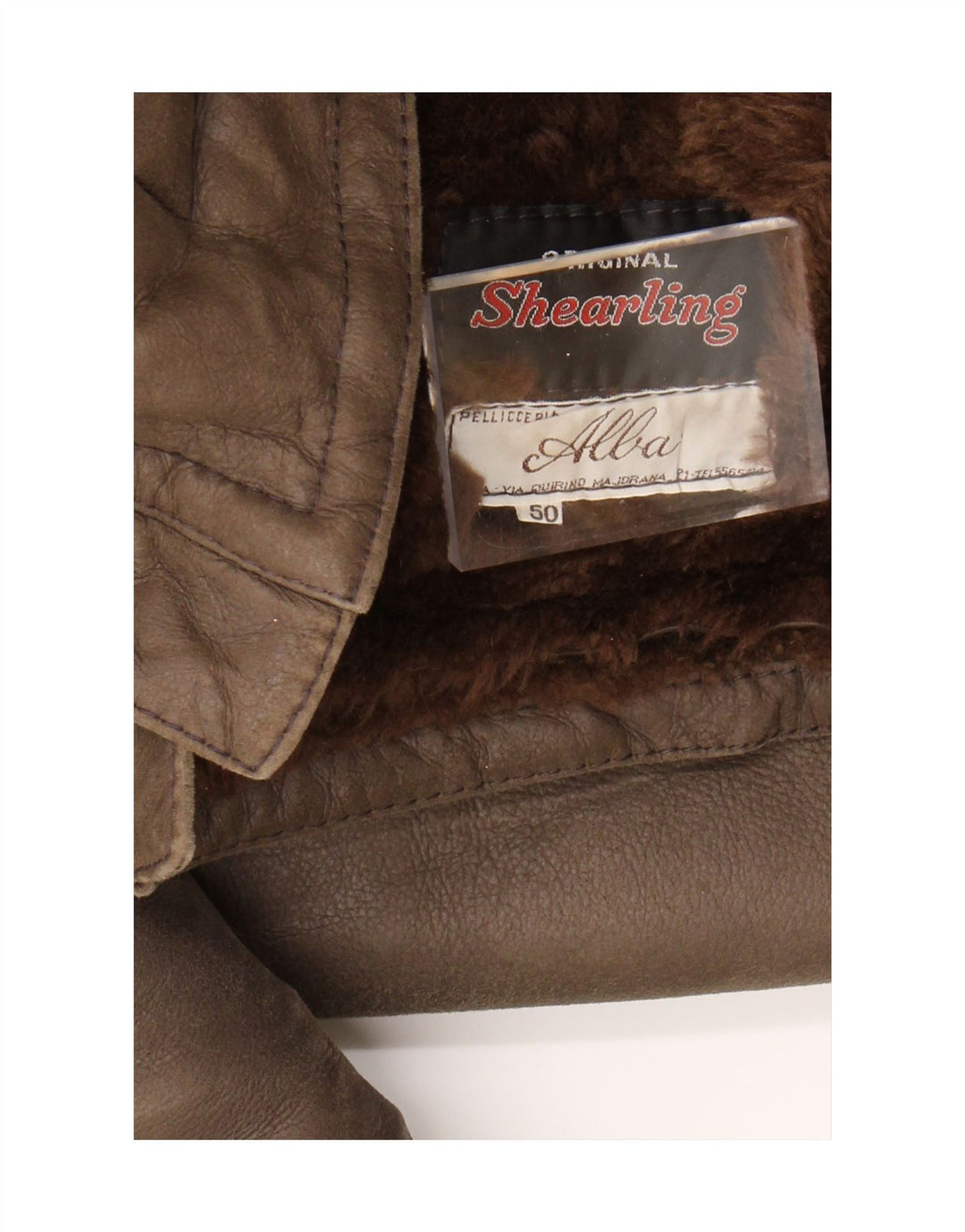 Giacca in shearling vintage da uomo IT 50 Shearling marrone grande