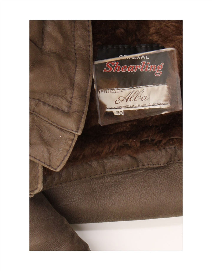 Giacca in shearling vintage da uomo IT 50 Shearling marrone grande