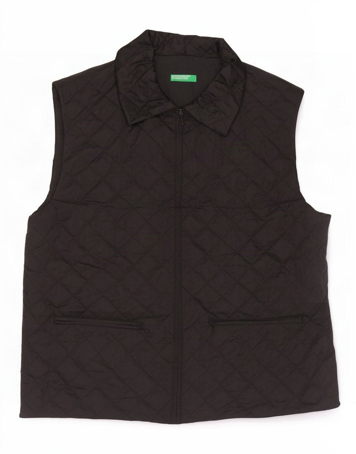 Benetton Womens Quilted Gilet UK 16 Large Black Polyamide