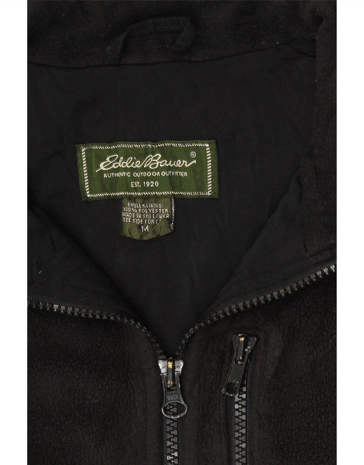 Eddie Bauer Mens Fleece Jacket UK 38 Medium Black Polyester