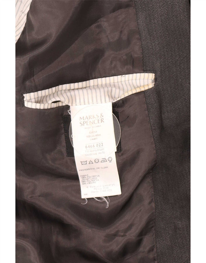 Marks & Spencer Veste blazer à 2 boutons pour homme UK 40 Gris moyen à chevrons