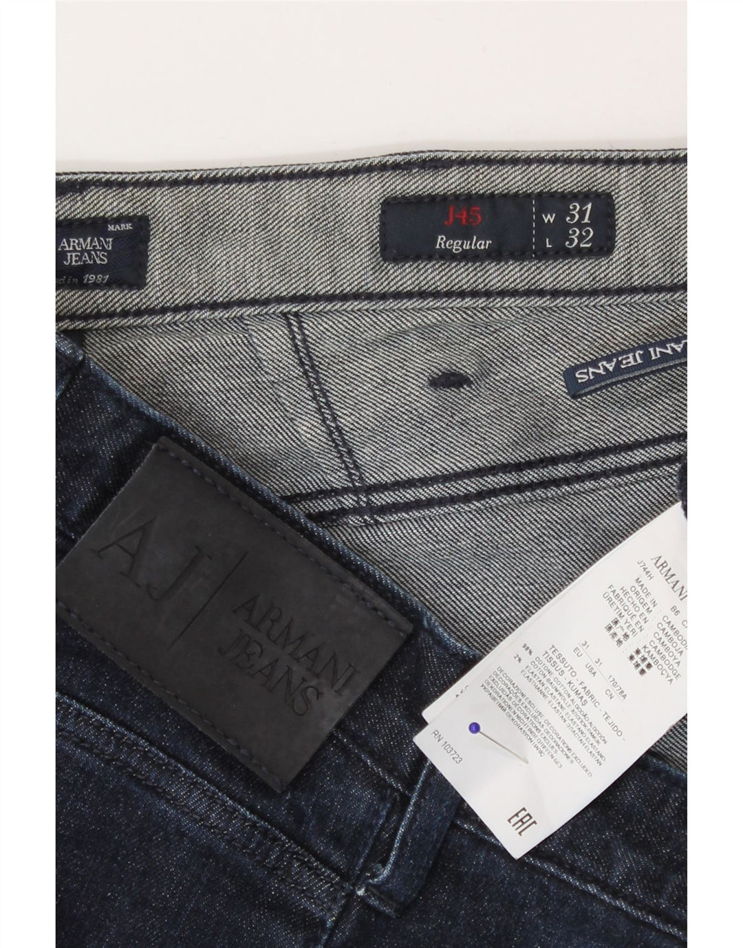 Armani Damen Regular Straight Jeans W31 L27 Marineblaue Baumwolle