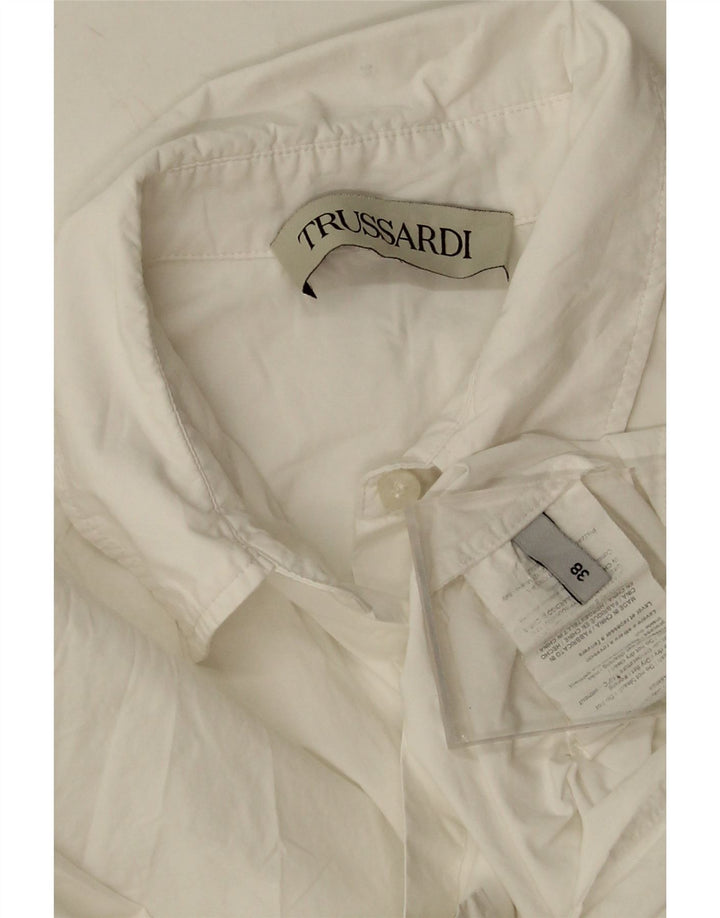 Trussardi Dame Oversized Skjorte IT 38 XS Hvid Bomuld
