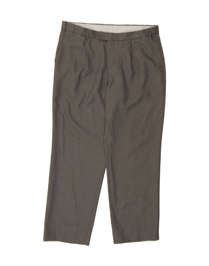 MARKS & SPENCER Mens Straight Suit Trousers W36 L29 Grey Polyester Vintage Marks & Spencer and Second-Hand Marks & Spencer from Messina Hembry 