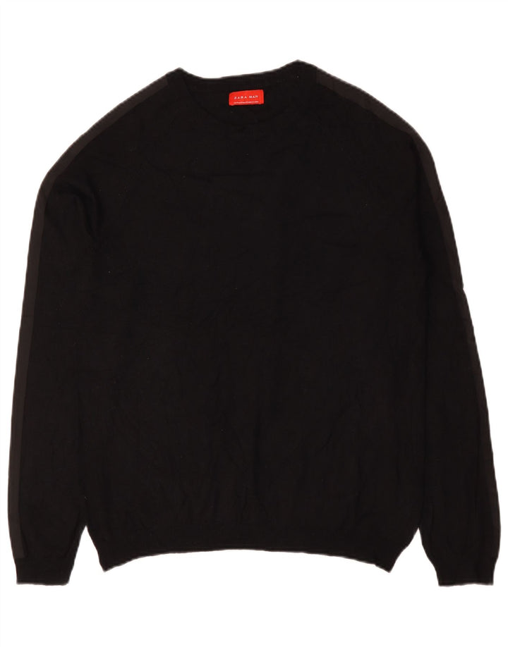 Zara Herre sweater med rund hals, medium sort