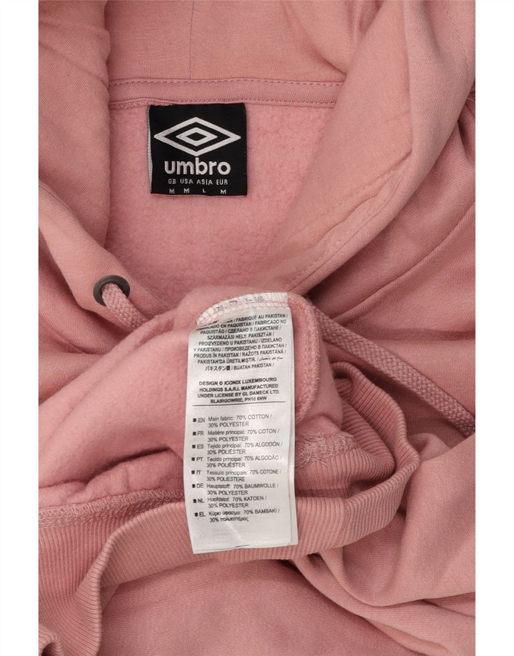 Umbro Mens Graphic Hoodie Jumper Medium Pink Cotton