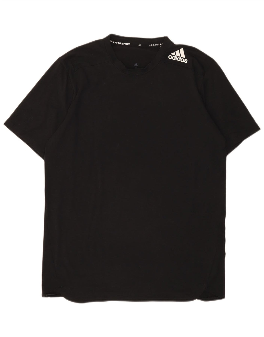 Adidas Mens Camiseta Top Médio Poliéster Preto