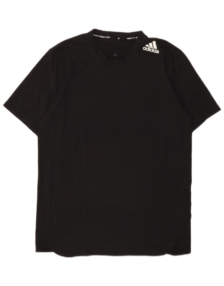 Adidas Mens Camiseta Top Médio Poliéster Preto