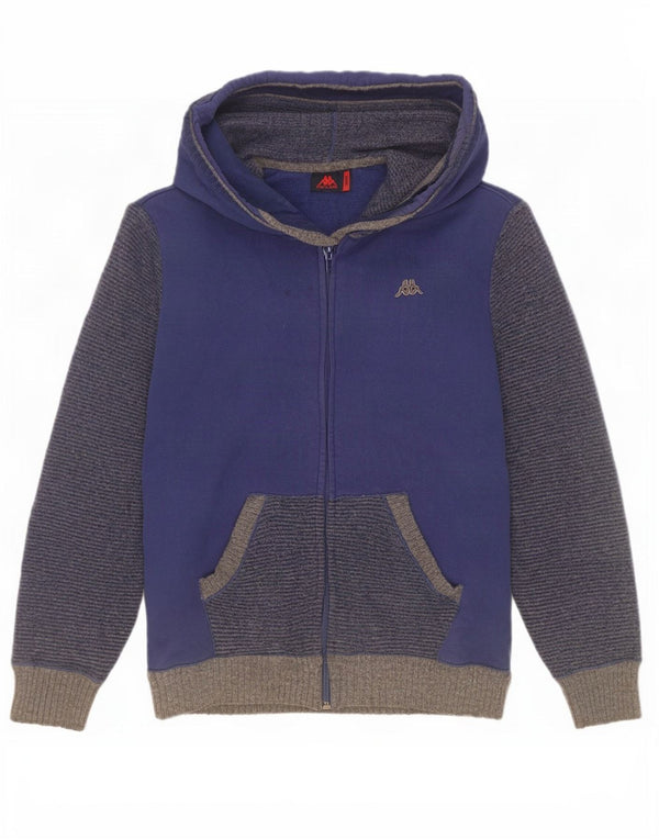 Maglione cardigan con cappuccio da uomo Kappa piccolo blu color block in lana d'agnello