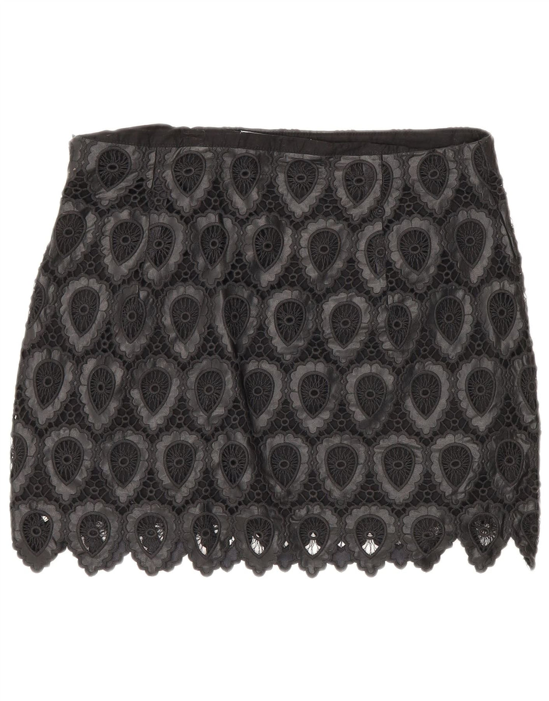 Minigonna da donna Zara grande W30 poliestere geometrico nero
