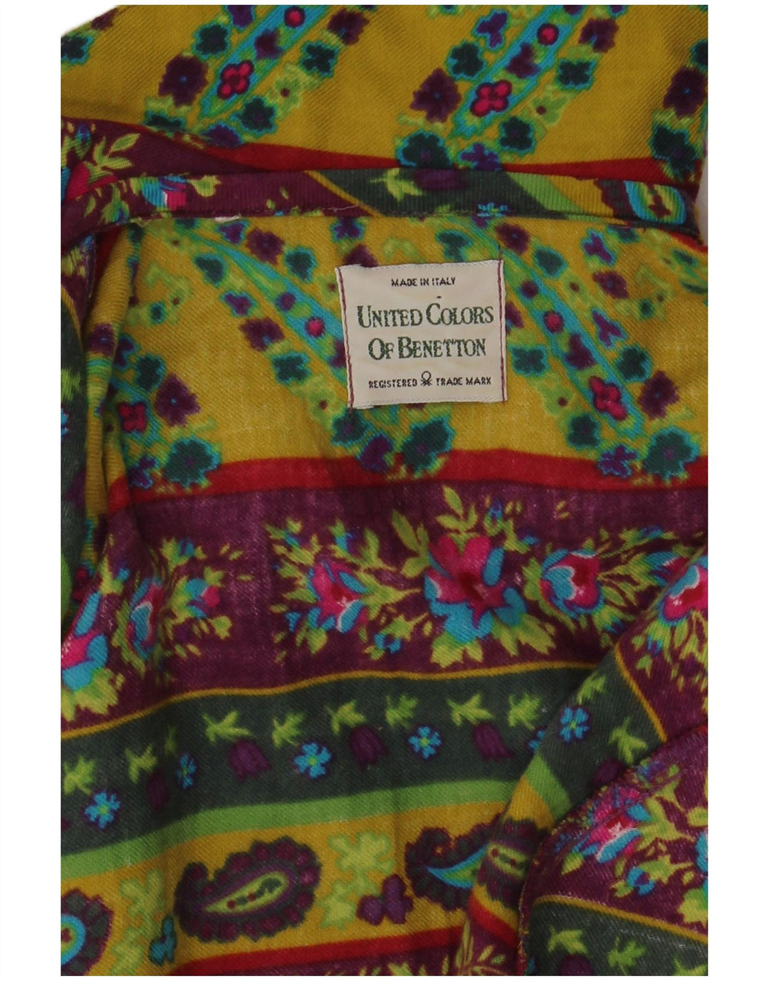 Benetton Damen-Hemd UK 12 Medium Mehrfarbig mit Blumenmuster