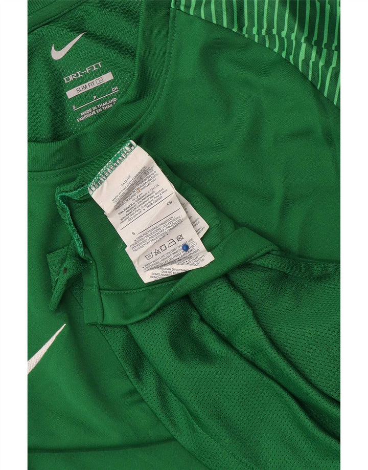 Nike Mens Dri Fit Slim T-Shirt Top Small Green Striped Polyester