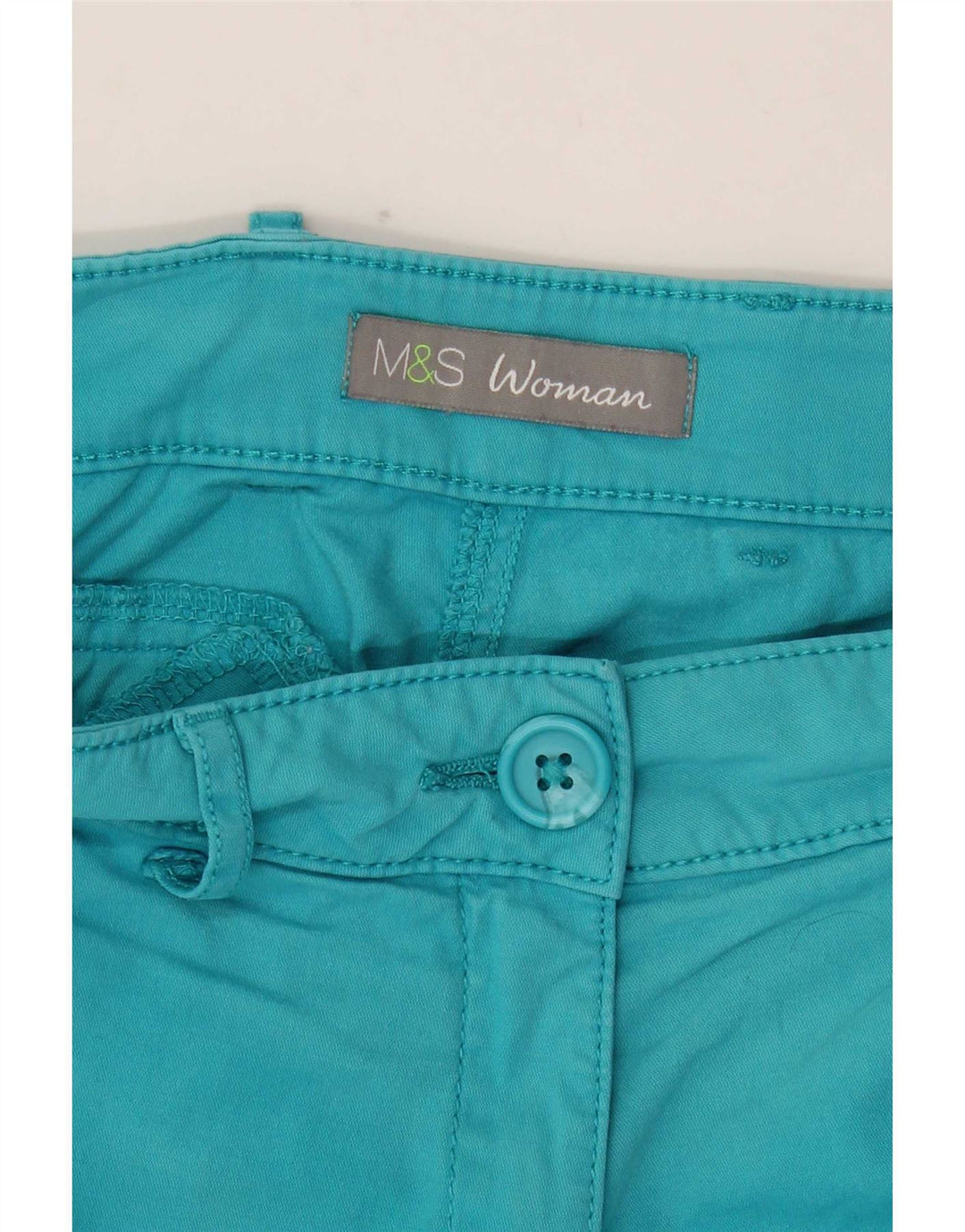Marks & Spencer Womens Capri Trousers UK 10 Small W32 L18 Turquoise