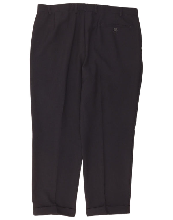 Marks & Spencer Mens Pegged Suit Trousers W40 L29 Navy Blue Polyester