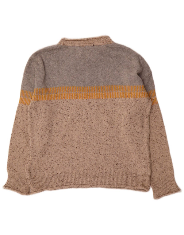 Weird Fish Womens Turtle Neck Jumper Sweater UK 8 Small Grey Colourblock