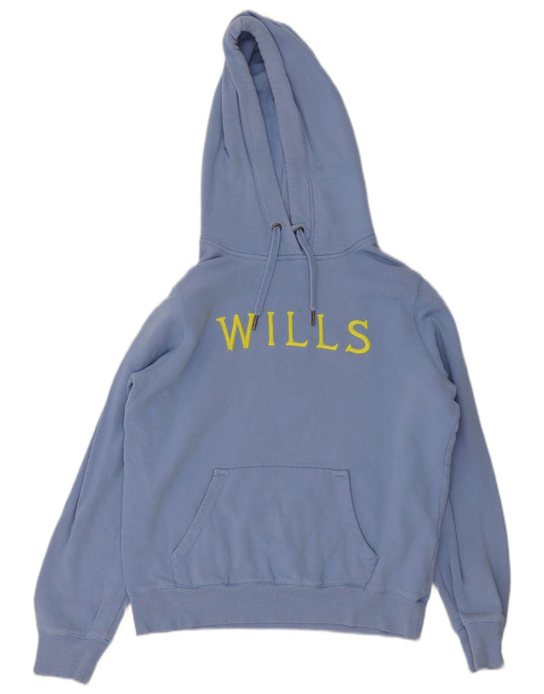 Jack Wills Womens Graphic Hoodie Jumper UK 12 Medium Blue Cotton