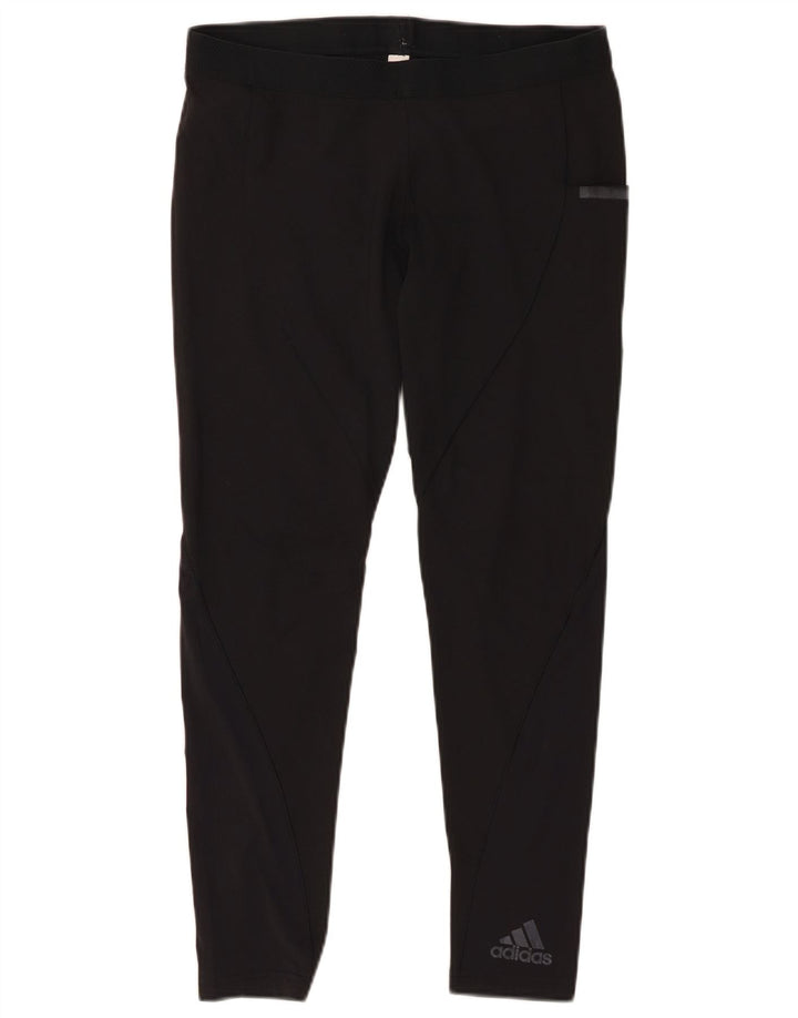 ADIDAS Womens Crop Leggings UK 12 Medium Black Nylon