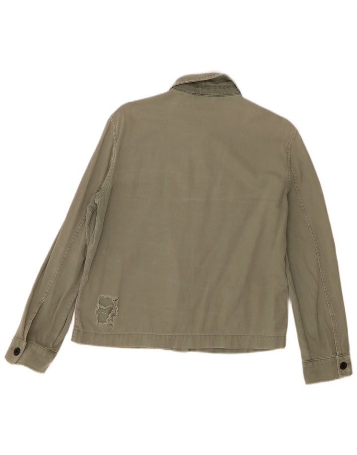 All Saints Chaqueta Bomber Desgastada para Mujer Reino Unido 14 Medium Khaki Chevron