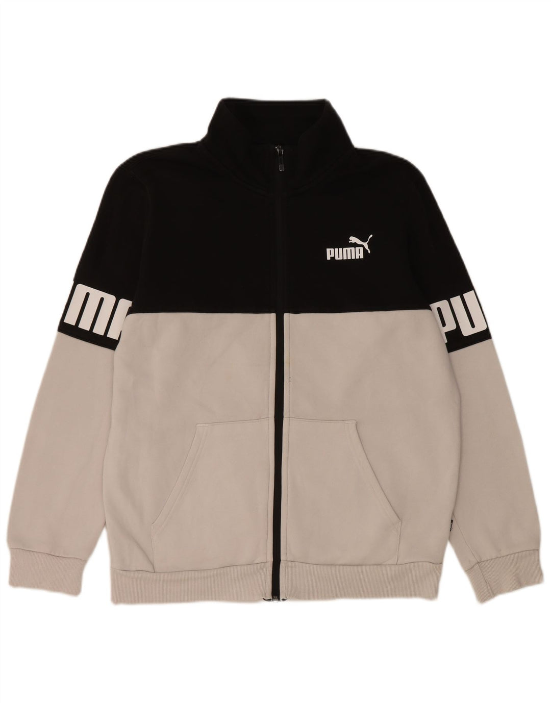 Puma Mens Graphic Tracksuit Top Jacket Medium Black Colourblock Cotton