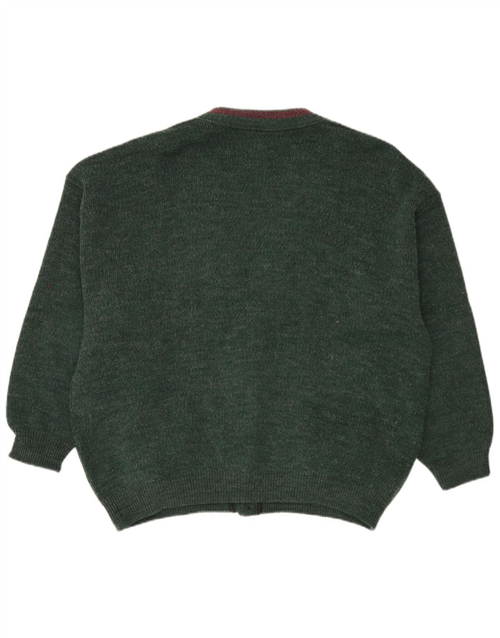 Vintage Mens Cardigan Sweater XL Green Wool