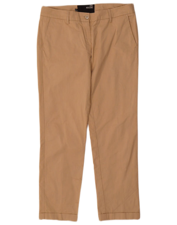 Pantaloni chino slim da donna Moschino UK 8 Small W29 L27 Cotone beige