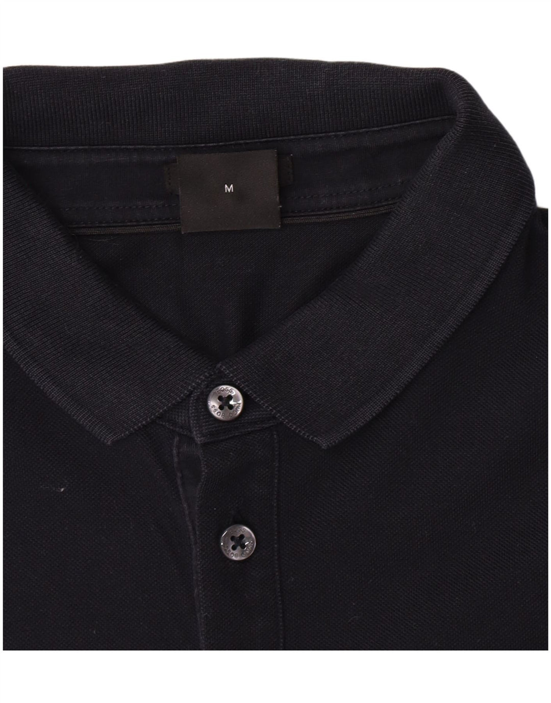 Hugo Boss Mens Long Sleeve Polo Shirt Medium Navy Blue Cotton