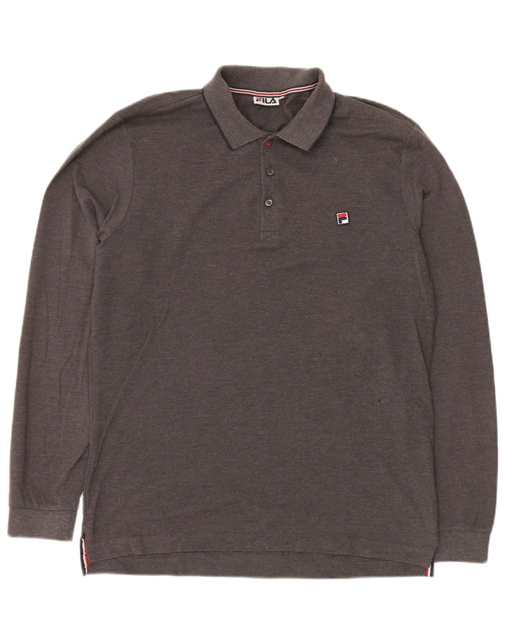 Fila Mens Long Sleeve Polo Shirt 2XL Grey Cotton