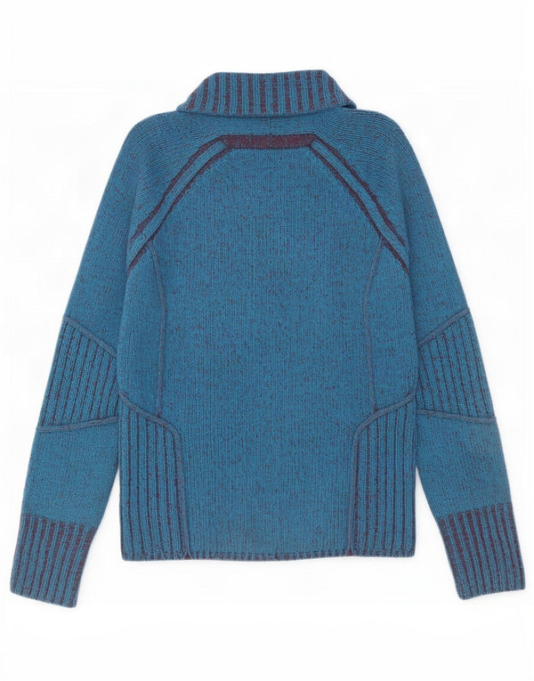 Marlboro Classics Dame Cardigan Sweater med fuld lynlås UK 18 XL Blå lammeuld