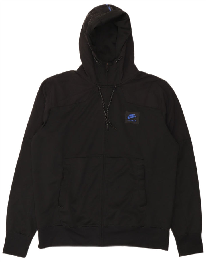 Nike Pull à capuche zippé graphique pour homme Large Noir Polyester